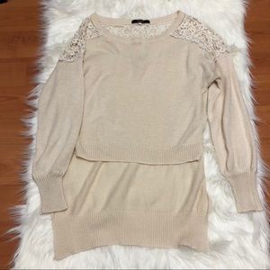 Forever21 Lace Shoulder High Low Sweater